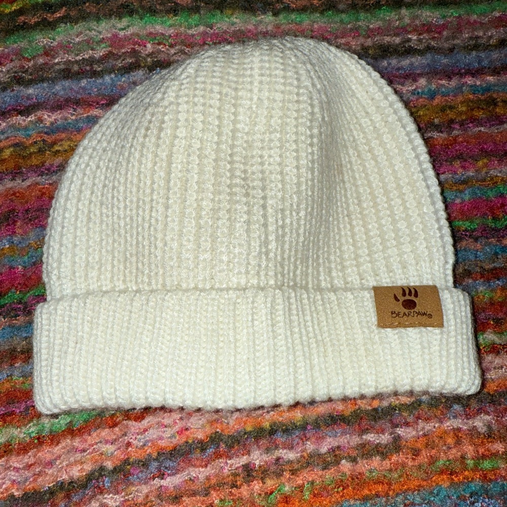 BearPaw Cream Knit Kids Beanie